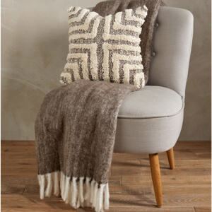 Walton & Co Chocolate Wool Blend Lamb Tail Throw